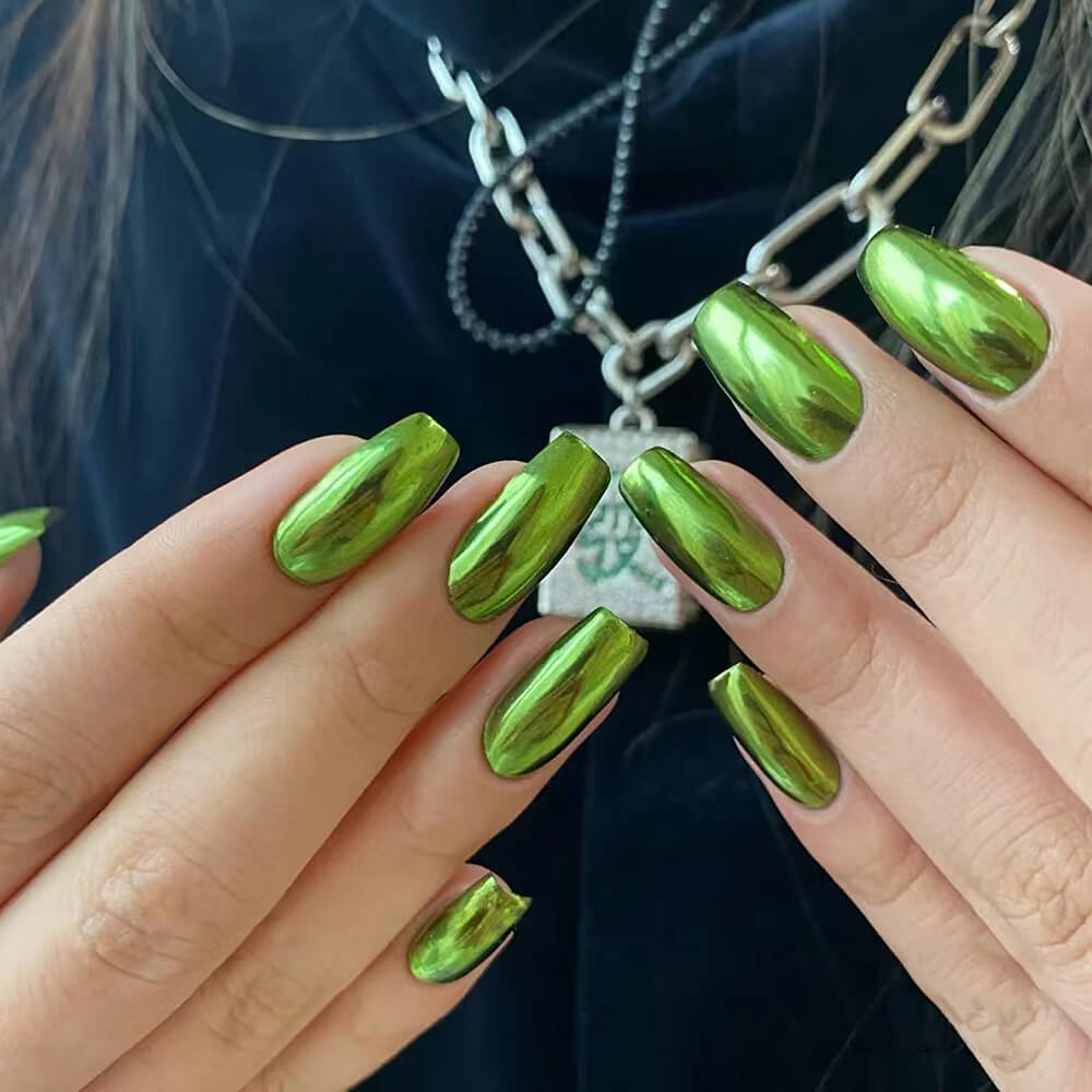 Green Mermaid Chrome Aurora Mirror Powder for Nails – Nailpopi
